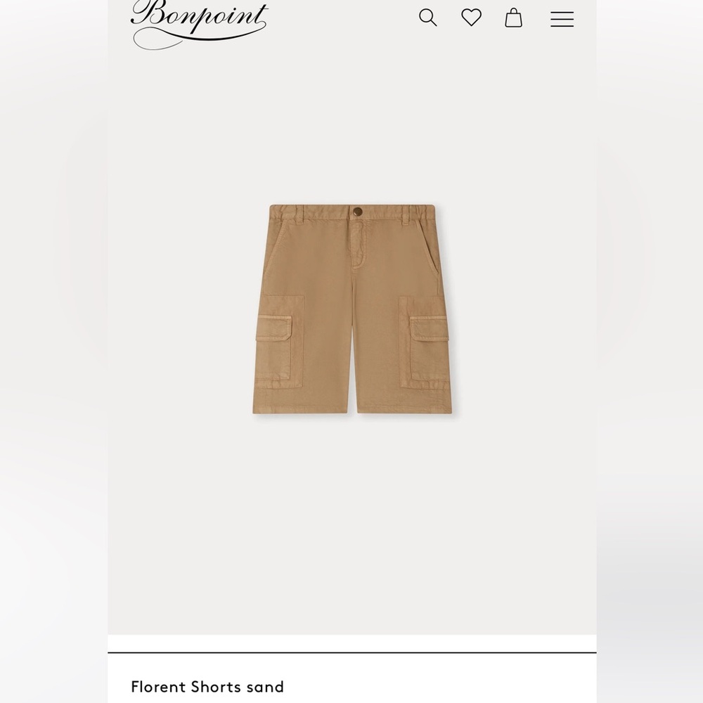 Brand new beige cargo shorts - boys size 6 - bonpoint